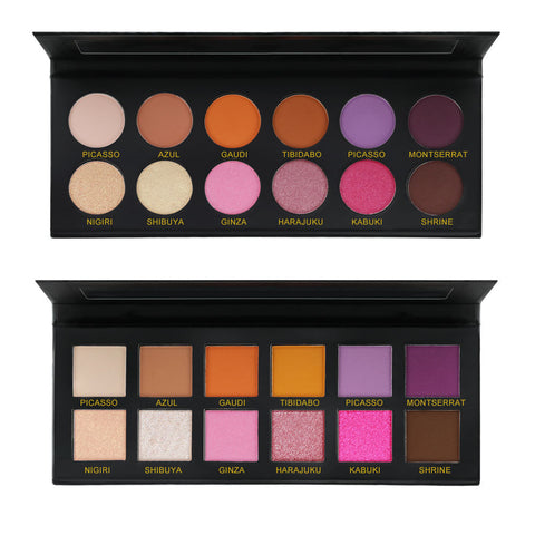 12 Colors Custom Makeup Eye Shadow Palette Private Label Matte Shimmer Glitter Vegan Pink Waterproof Eyeshadow Palette