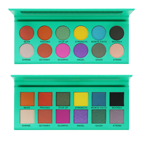 12 Colors Custom Makeup Eye Shadow Palette Private Label Matte Shimmer Glitter Vegan Pink Waterproof Eyeshadow Palette