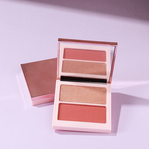 4 Colors Custom Logo Private Label Cute Vegan Cruelty Free Long Lasting High Pigment Light Pressed Powder Blush Contour