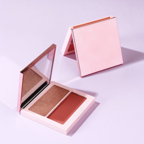 4 Colors Custom Logo Private Label Cute Vegan Cruelty Free Long Lasting High Pigment Light Pressed Powder Blush Contour