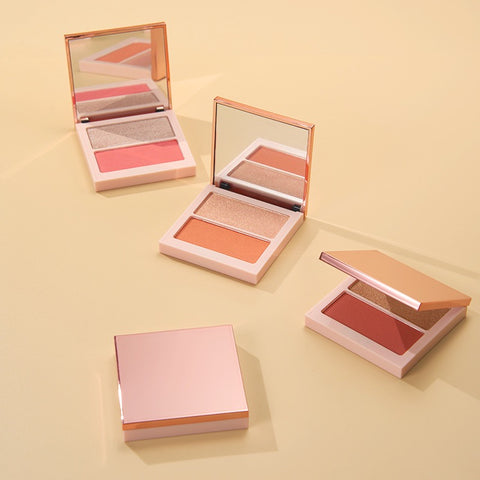 4 Colors Custom Logo Private Label Cute Vegan Cruelty Free Long Lasting High Pigment Light Pressed Powder Blush Contour