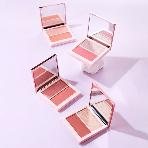 4 Colors Custom Logo Private Label Cute Vegan Cruelty Free Long Lasting High Pigment Light Pressed Powder Blush Contour