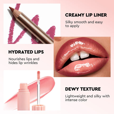 58 Colors Private Label Custom Waterproof Vegan Matte Lipgloss Long-lasting Cruelty-Free Nude Lip Liner Lipstick Lip Gloss Set
