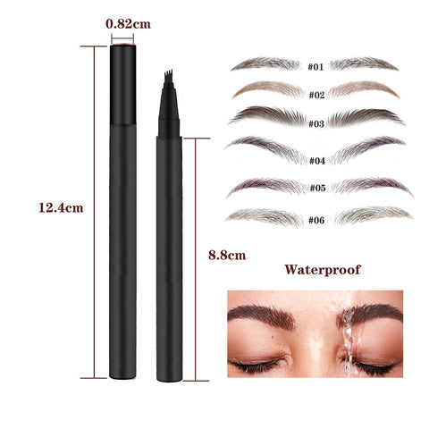 6 Color Vegan Cruelty Free Liquid Eyebrow Pencil Waterproof Long Lasting Eyebrow Quickly Drying Black Liquid Makeup Eyebrow Pen