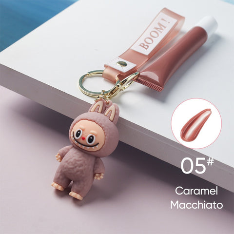 6 Colors Hot Polypeptide Vegan Coconut Cherry Lip Balm with Keychain Private Label Moisturizing Lip Care Lip Gloss