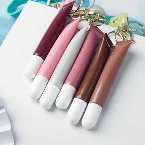 6 Colors Hot Polypeptide Vegan Coconut Cherry Lip Balm with Keychain Private Label Moisturizing Lip Care Lip Gloss