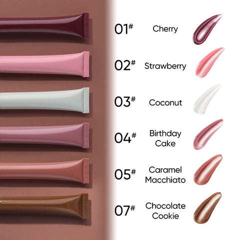 6 Colors Hot Polypeptide Vegan Coconut Cherry Lip Balm with Keychain Private Label Moisturizing Lip Care Lip Gloss