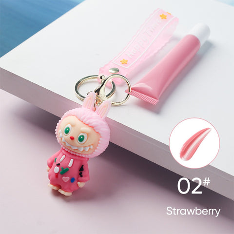 6 Colors Hot Polypeptide Vegan Coconut Cherry Lip Balm with Keychain Private Label Moisturizing Lip Care Lip Gloss