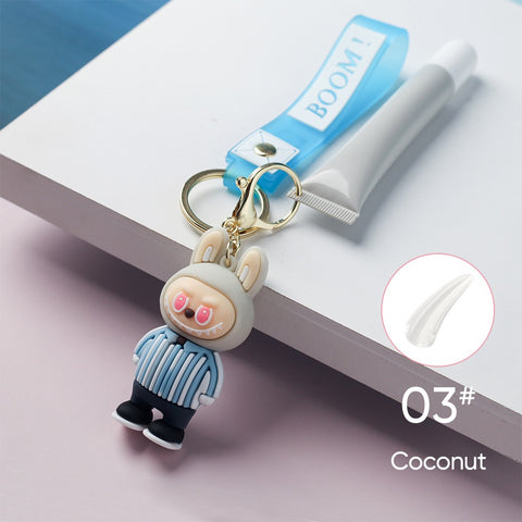 6 Colors Hot Polypeptide Vegan Coconut Cherry Lip Balm with Keychain Private Label Moisturizing Lip Care Lip Gloss