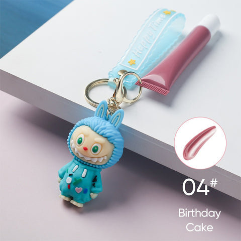 6 Colors Hot Polypeptide Vegan Coconut Cherry Lip Balm with Keychain Private Label Moisturizing Lip Care Lip Gloss