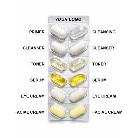 OEM/ODM 10pcs Copper Peptide & Pro-Xylane Capsule Essence - Custom Logo Blue Serum for Anti-Aging - Private Label Skincare