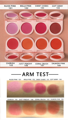 8 Colors Custom Logo Private Label Cheek Single Cute Vegan Cruelty Free Long Lasting High Pigment Pressed Powder Blush Palette