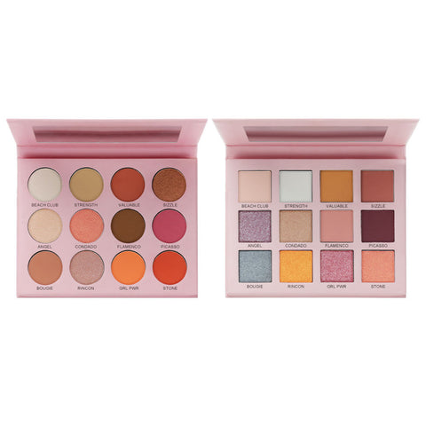 Cosmetics Manufacturers Private Label OEM Wholesales Shimmer Luxury Cosmetic 12 Color pink Eyeshadow Plate 8 Styles