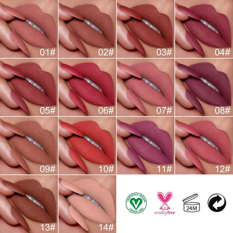 Custom Long Lasting High Quality Matte Lipstick 14 Colors Moisturizing Lipstick Waterproof
