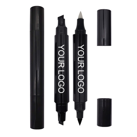 Customizable New Design Waterproof Smooth Quick-dry Slim Black Vegan Eyeliner for Custom Logo Black Seal Eyeliner Double Headed