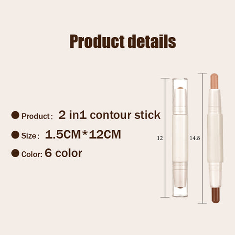 Double End Shading Bronzer Face Concealer Highlighter Makeup Contour Powder 4 Colors Double Head Highlighter Contouring Stick
