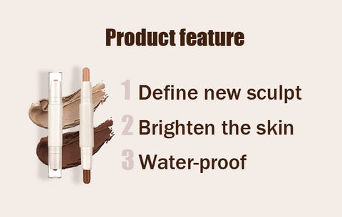Double End Shading Bronzer Face Concealer Highlighter Makeup Contour Powder 4 Colors Double Head Highlighter Contouring Stick
