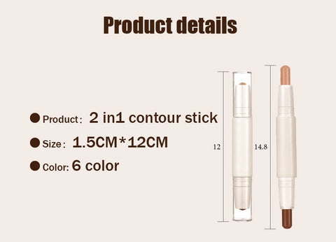 Double End Shading Bronzer Face Concealer Highlighter Makeup Contour Powder 4 Colors Double Head Highlighter Contouring Stick