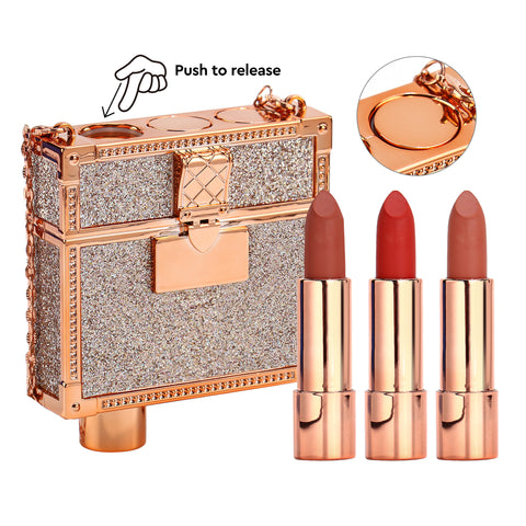 For Christmas Valentine Gift Matte Lipstick Set With Bag Mirror Waterproof Girls Multi Lipstick Kit