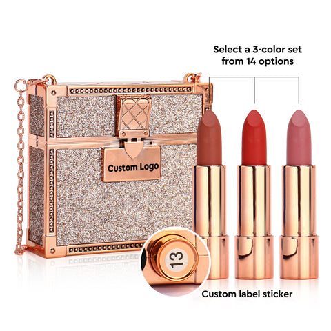 For Christmas Valentine Gift Matte Lipstick Set With Bag Mirror Waterproof Girls Multi Lipstick Kit