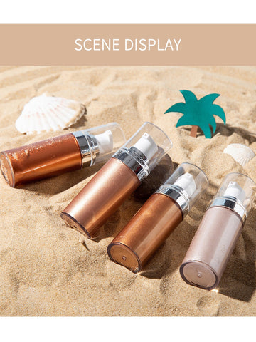 Hot Selling Custom Makeup High Quality Liquid Gold Glow Body Face Shimmering Highlighter Oil Waterproof Body Shimmer Oil