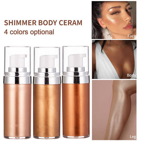 Hot Selling Custom Makeup High Quality Liquid Gold Glow Body Face Shimmering Highlighter Oil Waterproof Body Shimmer Oil