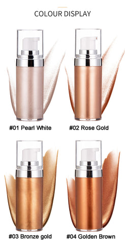 Hot Selling Custom Makeup High Quality Liquid Gold Glow Body Face Shimmering Highlighter Oil Waterproof Body Shimmer Oil