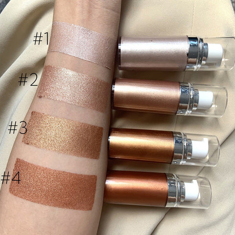 Hot Selling Custom Makeup High Quality Liquid Gold Glow Body Face Shimmering Highlighter Oil Waterproof Body Shimmer Oil