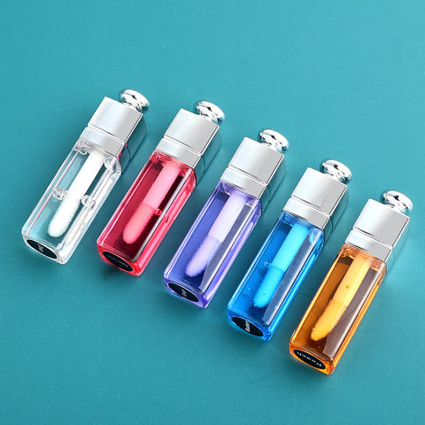 New Custom logo Lipgloss Colorful 10 Colors Large Brush Head Fruit Vegan clear Lip Oil