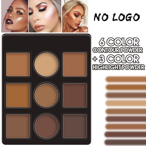 Newest 9 Color Shading Highlighter Powder Makeup Private Label Contour Palette