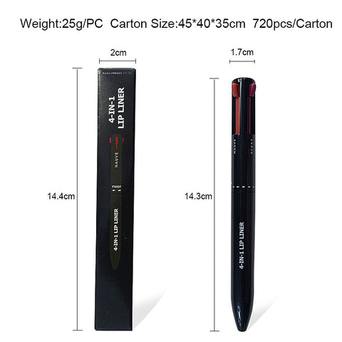 OEM Cosmetic Lip Liner 4 colors Best Selling Long Lasting Waterproof Lip Liner Pencil Private Label Creamy Lipliner