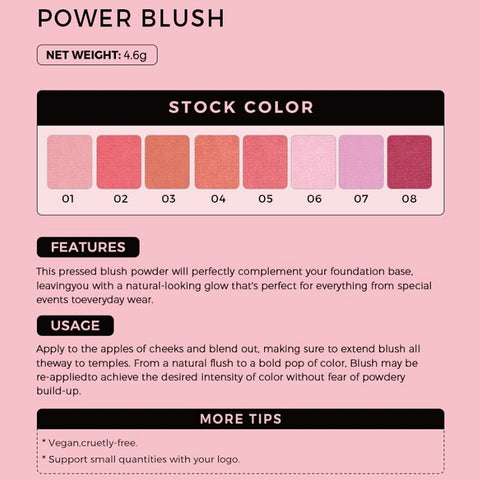 OEM Custom Private Label Blush Palette 8 Colors High Quality Oil Free Blusher Long Lasting Makeup Contouring Blush