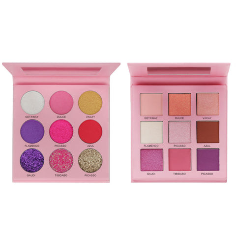 OEM Custom Private Label Vegan 9Colors Shimmer Glitter Matte High Pigment Cruelty Free Waterproof Pink Eyeshadow Palette