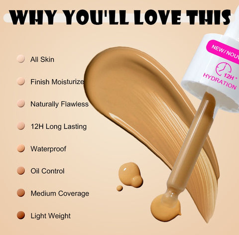 Private Label 12 Hour Long Lasting Moisturizing Waterproof Matte Niacinamide Hyaluronic Acid Organic Vegan Liquid Foundation