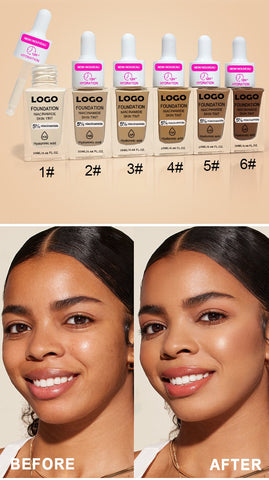 Private Label 12 Hour Long Lasting Moisturizing Waterproof Matte Niacinamide Hyaluronic Acid Organic Vegan Liquid Foundation