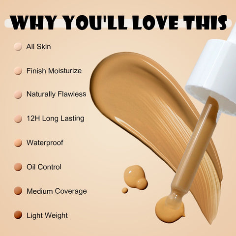 Private Label 12 Hour Long Lasting Moisturizing Waterproof Matte Niacinamide Hyaluronic Acid Organic Vegan Liquid Foundation