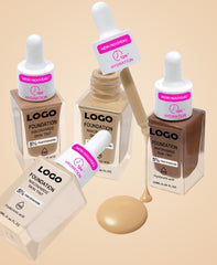 Private Label 12 Hour Long Lasting Moisturizing Waterproof Matte Niacinamide Hyaluronic Acid Organic Vegan Liquid Foundation