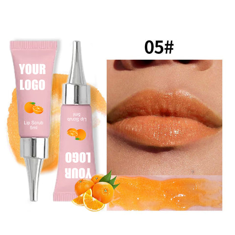 Private Label 6 Color Cruelty Free Natural Moisturizing Vitamin C Peach Exfoliating Fruit Sugar Hydrating for Dark Lip Lip Scrub