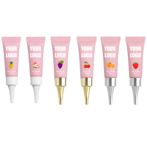 Private Label 6 Color Cruelty Free Natural Moisturizing Vitamin C Peach Exfoliating Fruit Sugar Hydrating for Dark Lip Lip Scrub