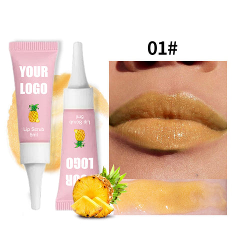 Private Label 6 Color Cruelty Free Natural Moisturizing Vitamin C Peach Exfoliating Fruit Sugar Hydrating for Dark Lip Lip Scrub