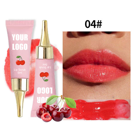 Private Label 6 Color Cruelty Free Natural Moisturizing Vitamin C Peach Exfoliating Fruit Sugar Hydrating for Dark Lip Lip Scrub