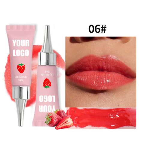 Private Label 6 Color Cruelty Free Natural Moisturizing Vitamin C Peach Exfoliating Fruit Sugar Hydrating for Dark Lip Lip Scrub