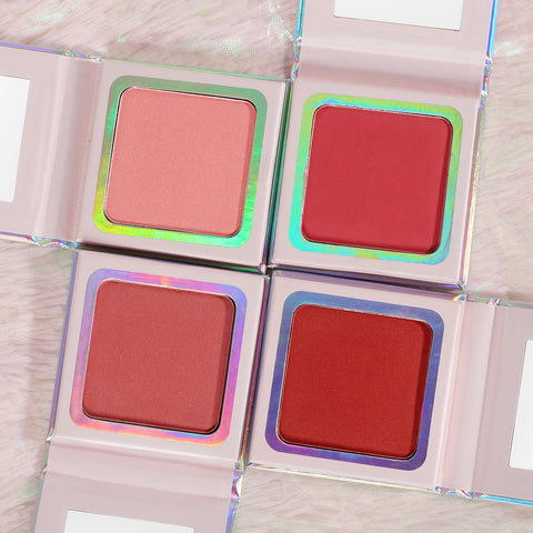 Private Label Cheek 4 Colors Vegan Cruelty Free Long Lasting High Pigment Pressed Powder Blush Palette