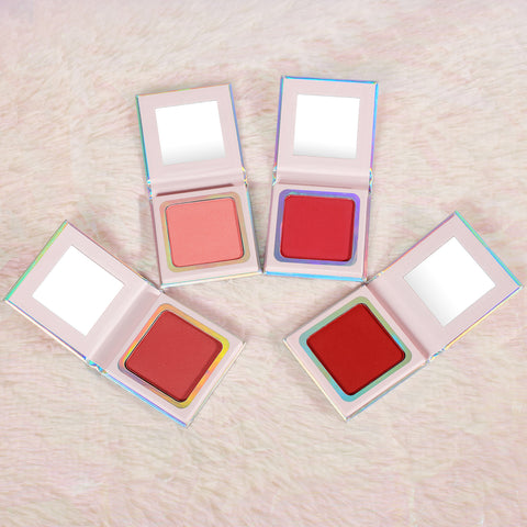 Private Label Cheek 4 Colors Vegan Cruelty Free Long Lasting High Pigment Pressed Powder Blush Palette