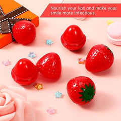 Round Ball Strawberry 4 Colors Moisturizing Fruit Flavor Custom Logo Cute Fruit Lip Balm Color Changing Lip Balm