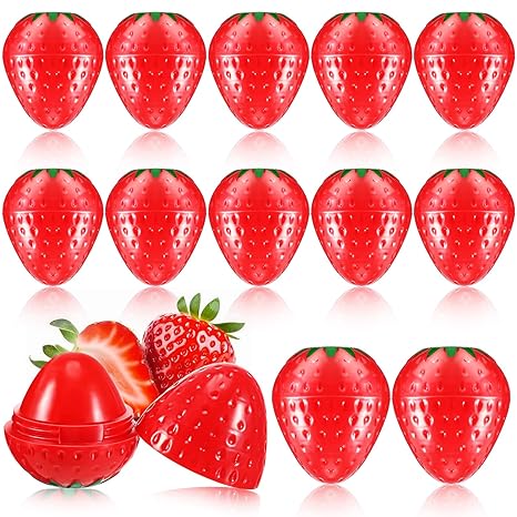 Round Ball Strawberry 4 Colors Moisturizing Fruit Flavor Custom Logo Cute Fruit Lip Balm Color Changing Lip Balm