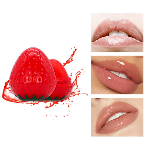 Round Ball Strawberry 4 Colors Moisturizing Fruit Flavor Custom Logo Cute Fruit Lip Balm Color Changing Lip Balm