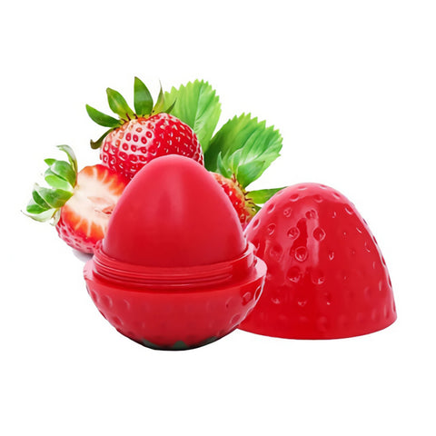 Round Ball Strawberry 4 Colors Moisturizing Fruit Flavor Custom Logo Cute Fruit Lip Balm Color Changing Lip Balm