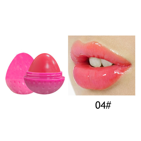 Round Ball Strawberry 4 Colors Moisturizing Fruit Flavor Custom Logo Cute Fruit Lip Balm Color Changing Lip Balm