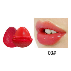 Round Ball Strawberry 4 Colors Moisturizing Fruit Flavor Custom Logo Cute Fruit Lip Balm Color Changing Lip Balm